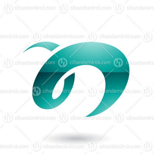 Persian Green Glossy Curvy Fun Letter N Vector Illustration