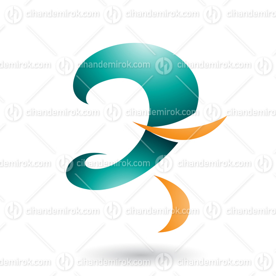 Persian Green Glossy Curvy Fun Letter Z Vector Illustration