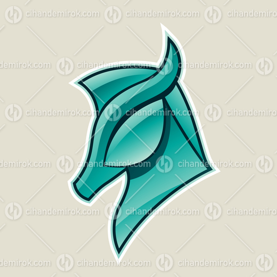 Persian Green Glossy Horse Head Icon Vector Illustration