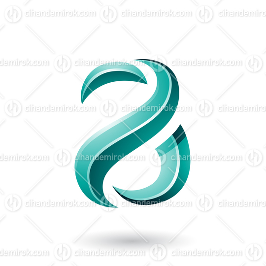 Persian Green Glossy Snake Shaped Letter A Vector Illustration