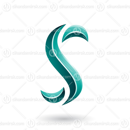 Persian Green Glossy Snake Shaped Letter S Vector Illustration