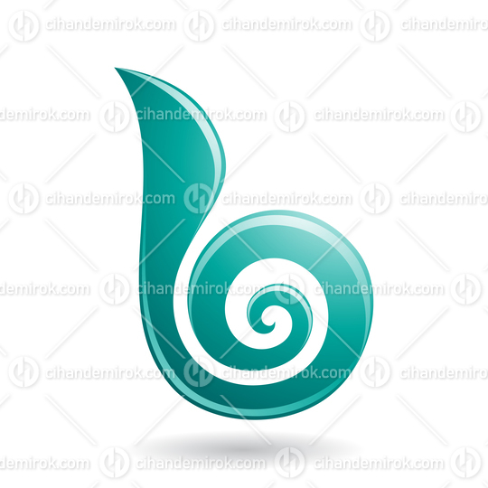 Persian Green Glossy Swirly Candy Shaped Letter B Icon