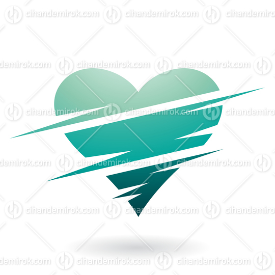 Persian Green Heart Icon with Swooshed Lines