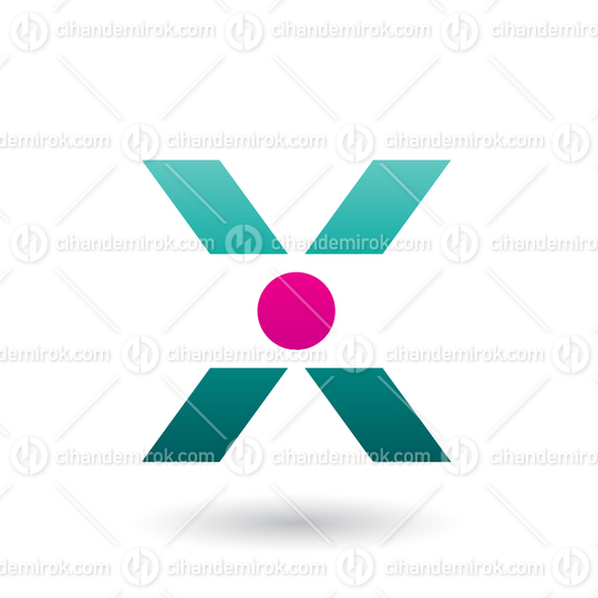 Persian Green Icon of Letter X with a Circle Vector Illustration