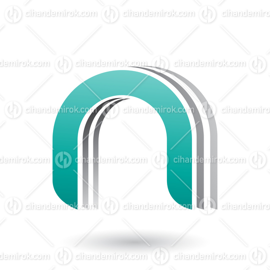Persian Green Layered Icon for Letter N Vector Illustration