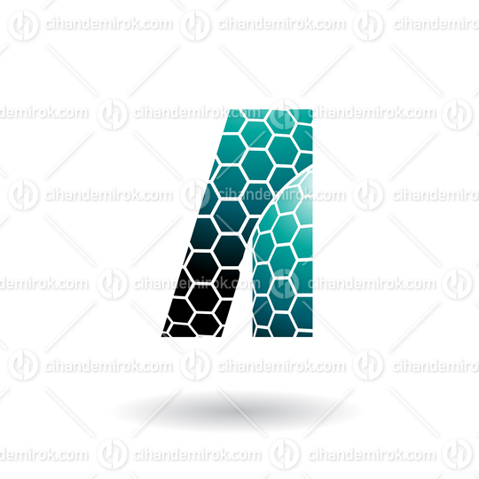 Persian Green Letter A with Honeycomb Pattern Vector Illustration