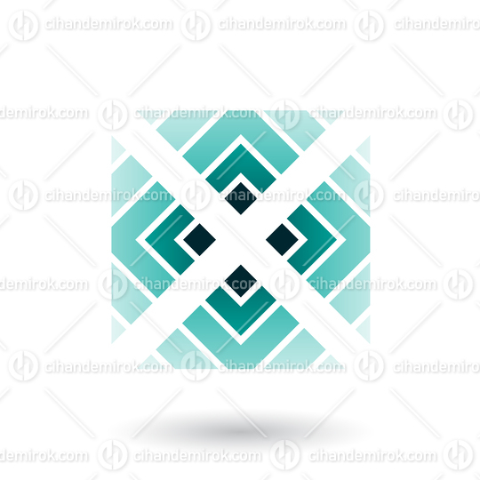 Persian Green Letter X Icon with Square and Triangles