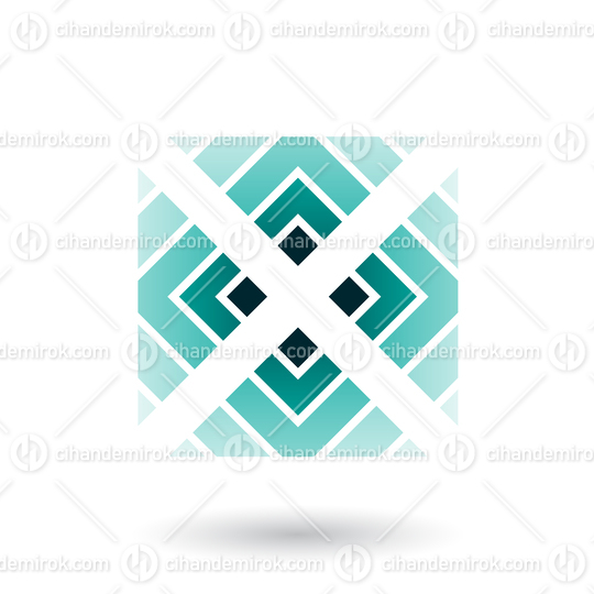 Persian Green Letter X Icon with Square and Triangles