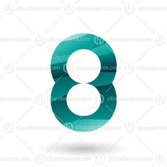 Persian Green Round Icon for Number 8 Vector Illustration