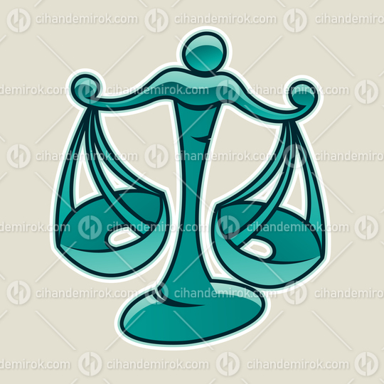 Persian Green Scales and Libra Icon Vector Illustration