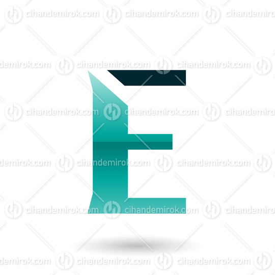 Persian Green Sliced Letter E Vector Illustration