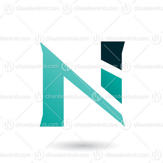 Persian Green Sliced Letter N Vector Illustration