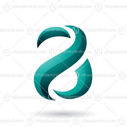 Persian Green Snake Shaped Letter A Vector Illustration