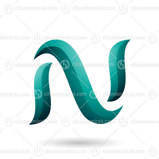 Persian Green Snake Shaped Letter N Vector Illustration