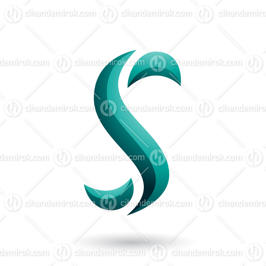 Persian Green Snake Shaped Letter S Vector Illustration