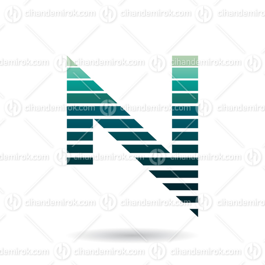 Persian Green Striped Icon for Letter N Vector Illustration