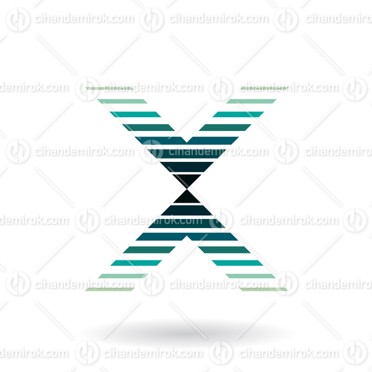 Persian Green Striped Icon for Letter X Vector Illustration