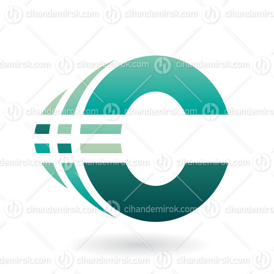Persian Green Striped Letter C Icon with Motion Ghosting