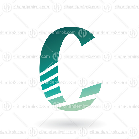 Persian Green Striped Slim Letter C Logo Icon
