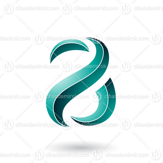 Persian Green Striped Snake Shaped Letter A Vector Illustration