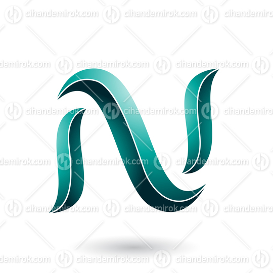 Persian Green Striped Snake Shaped Letter N Vector Illustration