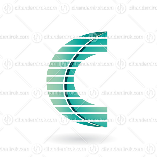 Persian Green Striped Two Layered Icon for Letter C
