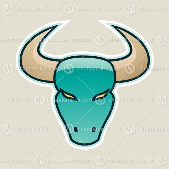 Persian Green Strong Bull Icon Vector Illustration