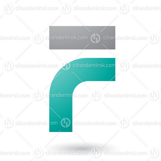 Persian Green Thick and Bowed Letter F Vector Illustration