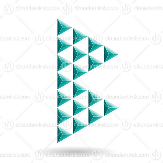 Persian Green Triangular Letter B Icon Made of Small Glossy Pyramids 
