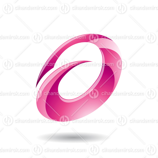 Pink Abstract Glossy Round Spiky Icon for Lowercase Letter A