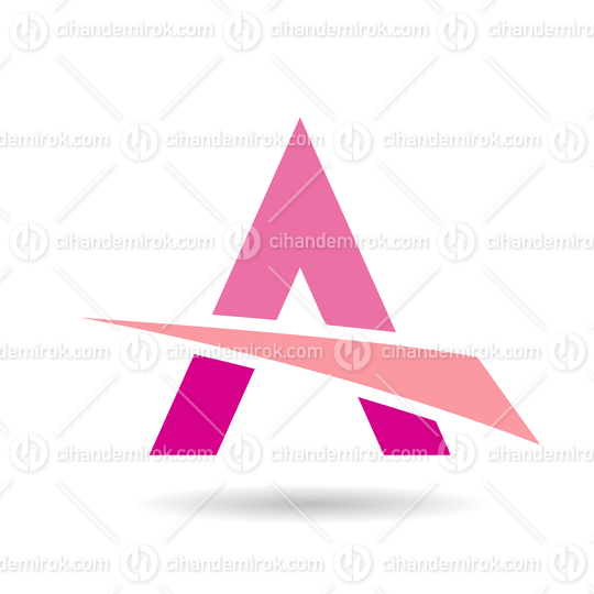 Pink Abstract Icon of Letter A with a Cutting Triangle