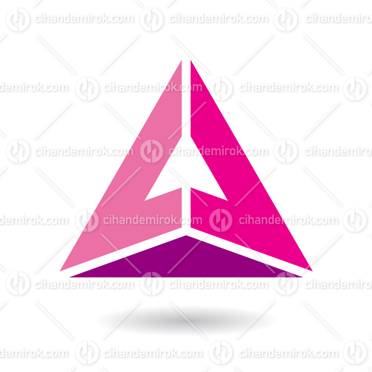 Pink Abstract Pyramid Shaped Letter A with a Shadow