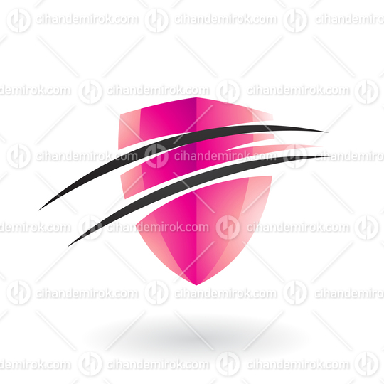 Pink Abstract Shield Split by Two Black Swooshing Lines