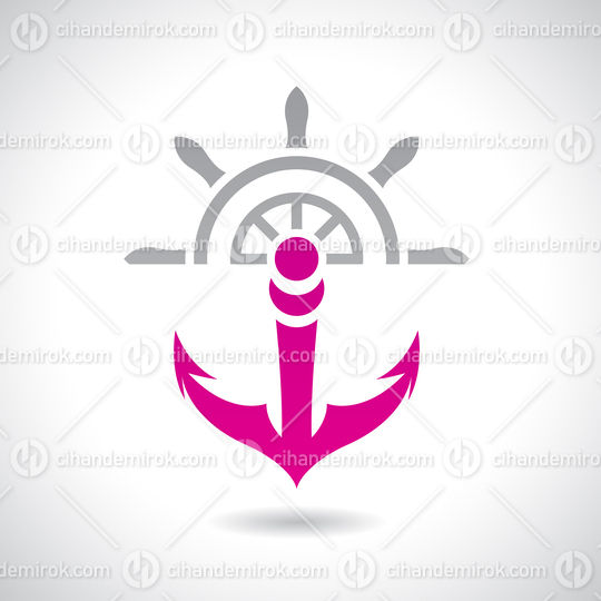 Pink Anchor and Grey Ship's Wheel Icon