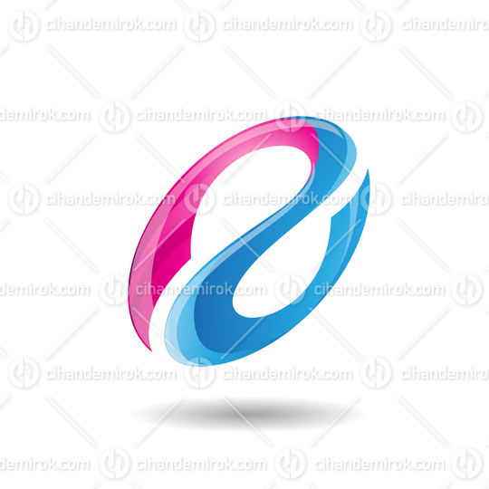 Pink and Blue Abstract Oval Curvy Icon for Letter A or Reverse S
