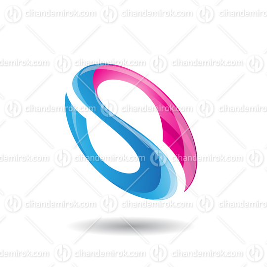 Pink and Blue Abstract Oval Curvy Letter S Icon