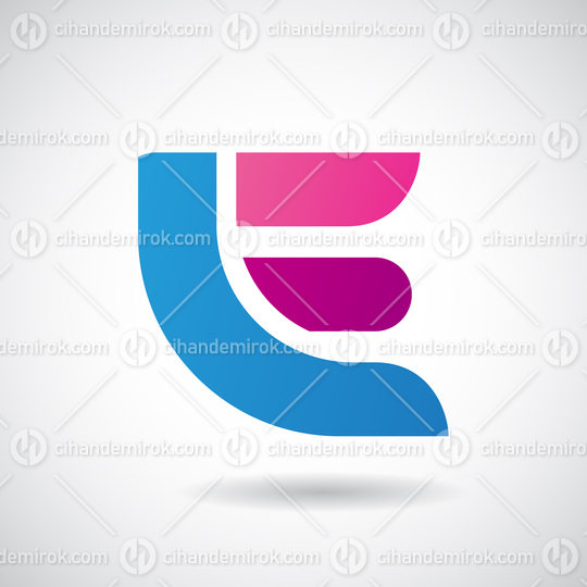 Pink and Blue Bold Round Thick Logo Icon of Letter E