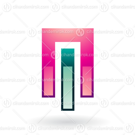 Pink and Green Intertwined Rectangular Shapes for Letter M isola