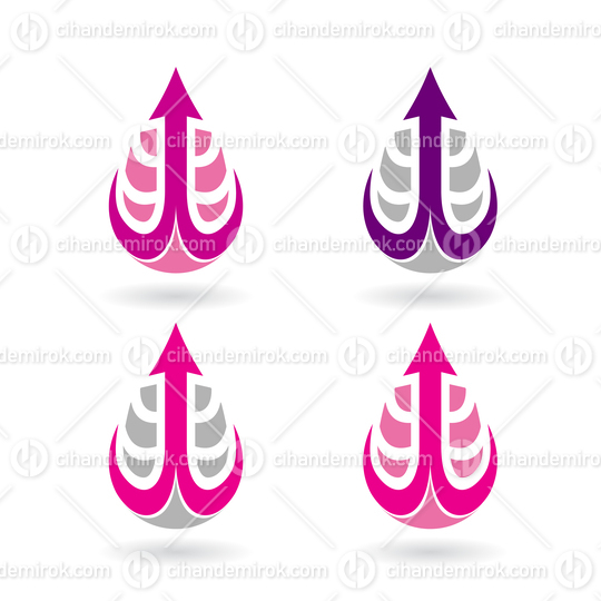 Pink and Grey Drop Shaped Anchor or Pitchfork