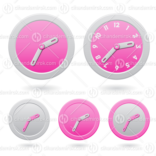 Pink and Grey Modern Analogue Clocks