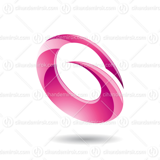 Pink Glossy Abstract Spiky Round Icon for Letter G Q or O