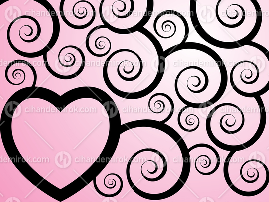 Pink Heart and Swirly Ivy Branches