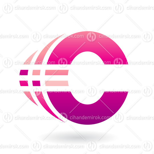 Pink Striped Letter C Icon with Motion Ghosting