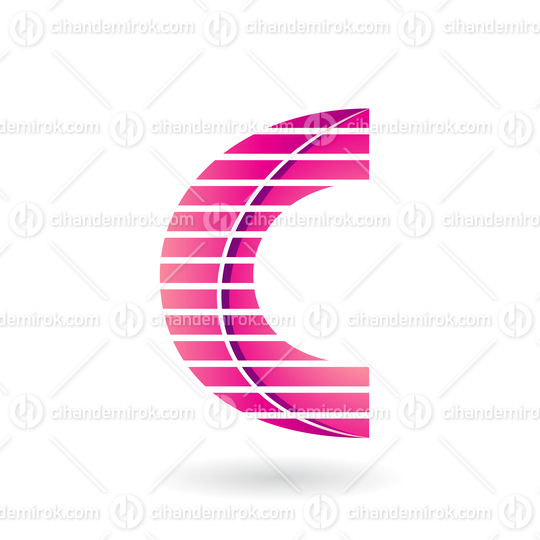 Pink Striped Two Layered Icon for Letter C