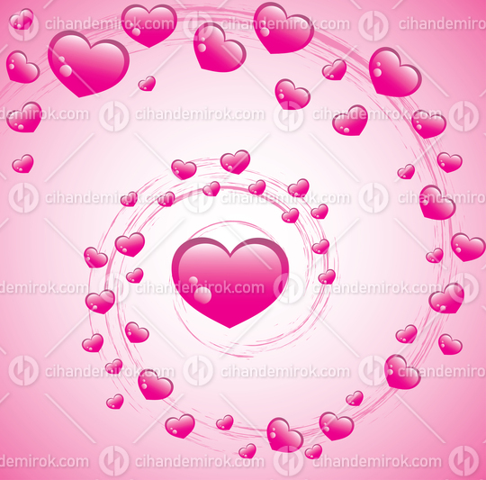 Pink Swirl Valentines Background with Hearts