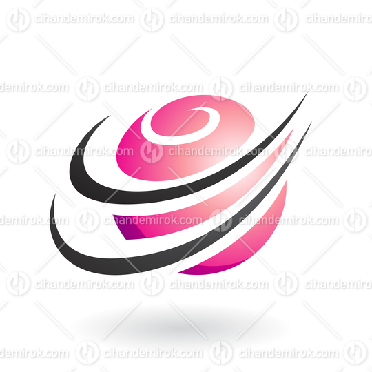 Pink Swirly Sphere with Curvy Swooshed Lines