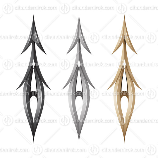 Plant-like Spiky Arrow Shapes in Black Beige and Grey Colors