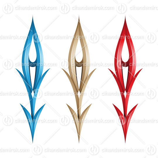 Plant-like Spiky Arrow Shapes in Blue Beige and Red Colors