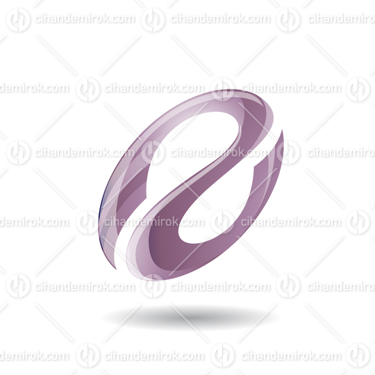 Purple Abstract Oval Curvy Icon for Letter A or Reverse S