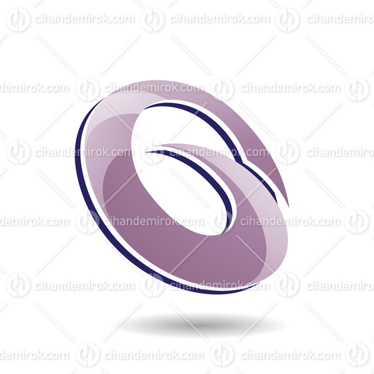 Purple Abstract Spiky Layered Oval Icon for Letter G Q or O